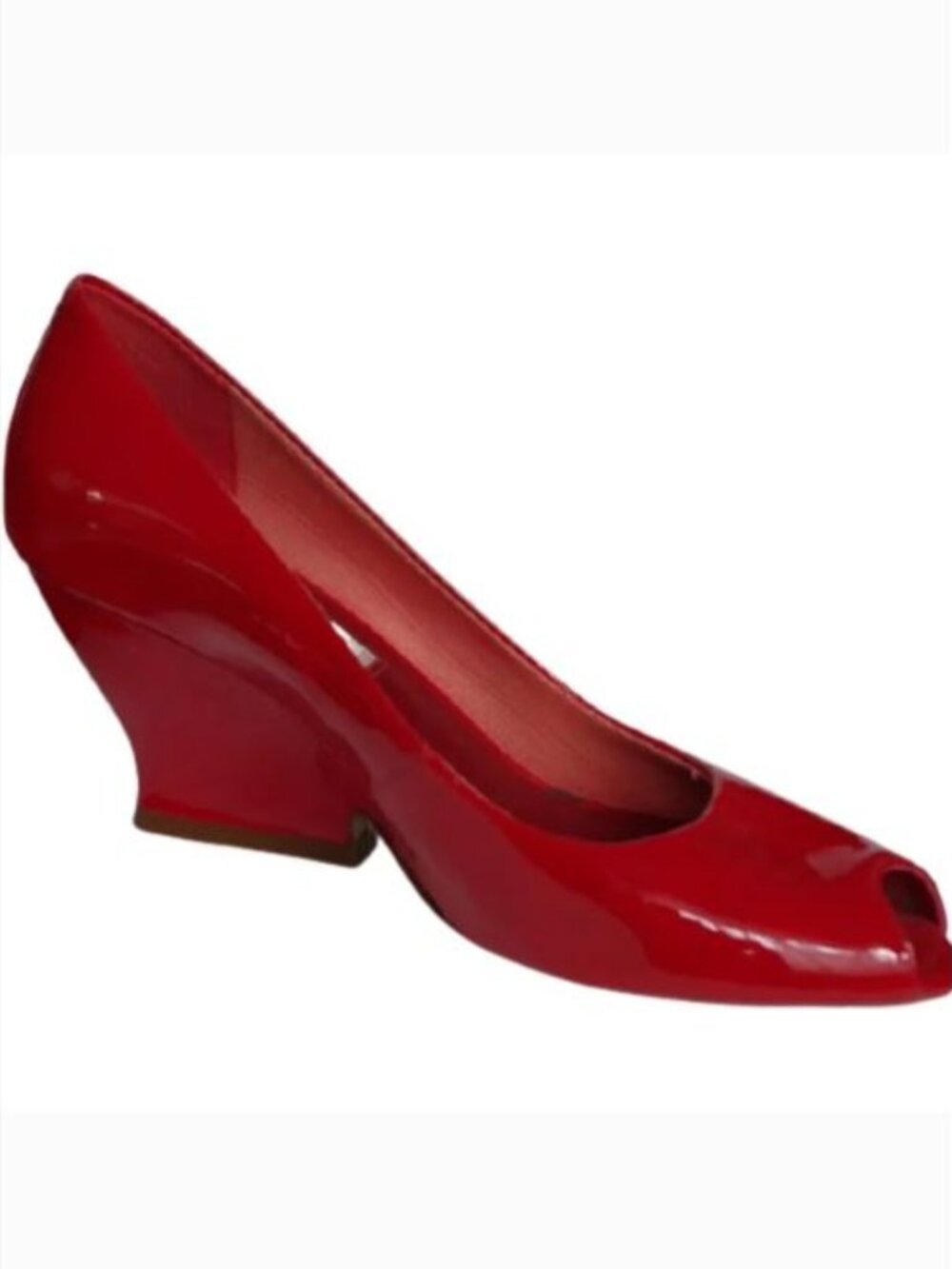 Arnold Churgin Red Patent Leather Peep Toe Wedges- Sz. 36